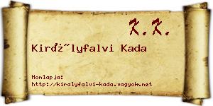 Királyfalvi Kada névjegykártya